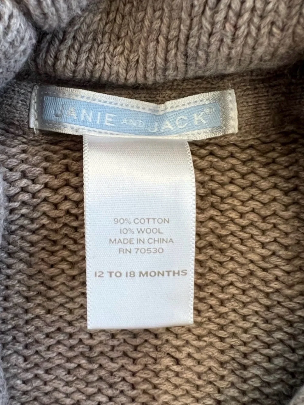 Janie and jack baby boy knit grandpa cardigan 12-18 months